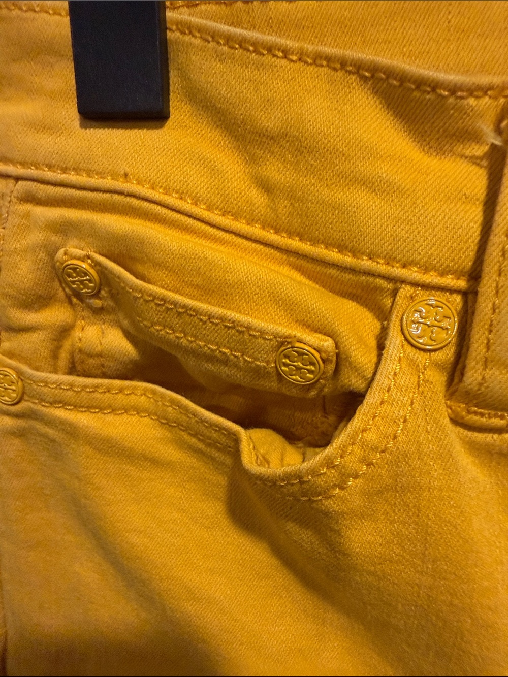 Tory Burch High-Rise Yellow Straight-Leg Jeans - Picture 3 of 10